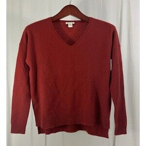 White + Warren 100% Cashmere Long Sleeve V-Neck Sweater Women’s Sz XS Red Preppy